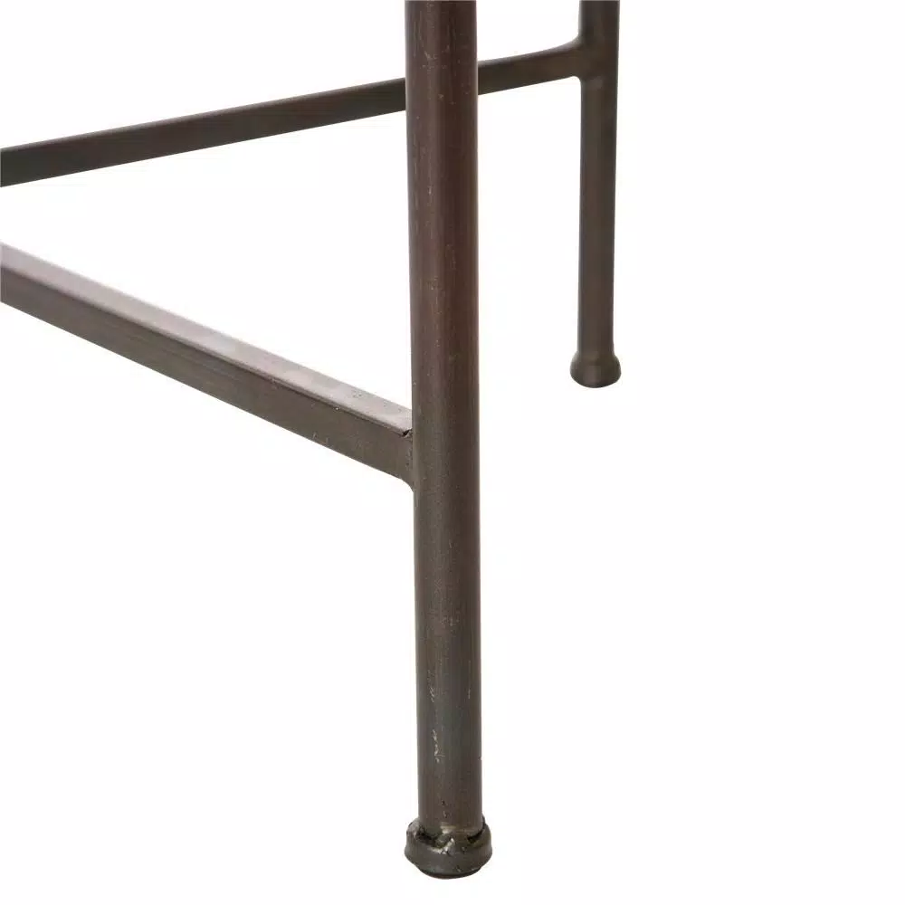Glitzhome 25.79 in. Galvanized Metal Farmhouse Shelf with Removable Round Tray