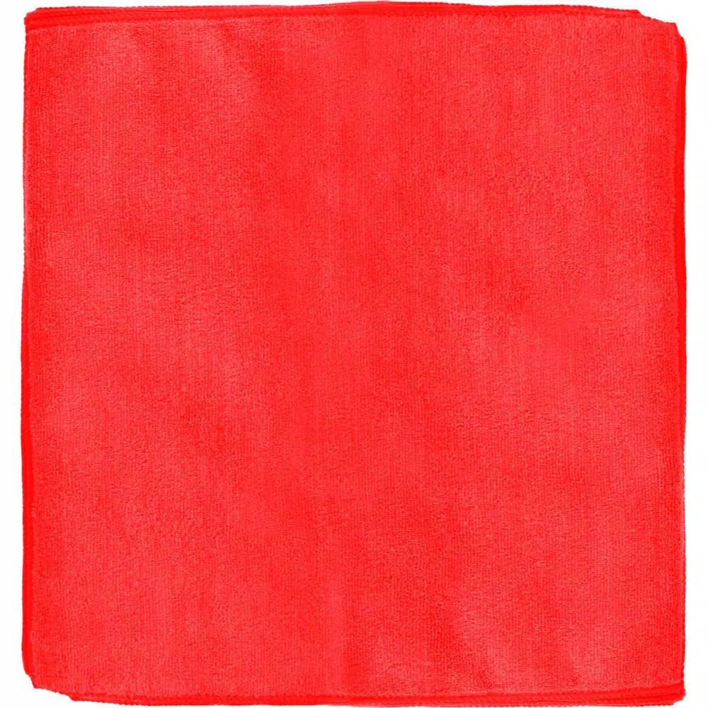 Renown 12-Pack Red Microfiber Cleaning Cloths, 12 in. x 12 in. General Purpose Towels, 260 GSM