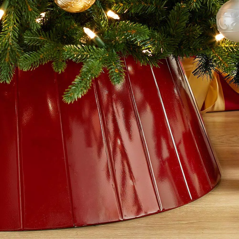 Home Accents Holiday 27 in. Red Metal Christmas Tree Collar