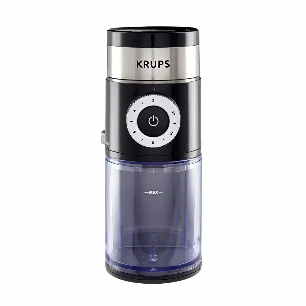 Krups GX5000 Professional Burr Coffee Grinder, 8 oz. Black Stainless Steel with 9 Grind Settings