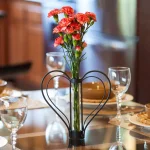 DANYA B Sweetheart Black Iron Heart-Shaped Decorative Bud Vase with Recycled Glass thumbnail 1