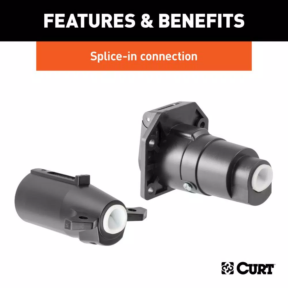 CURT 7-Way RV Blade Connector Plug & Socket Kit with Hardware