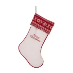 Glitzhome 21 in. White Fleece Polyester Christmas Stocking Decor (2-Pack) thumbnail 2