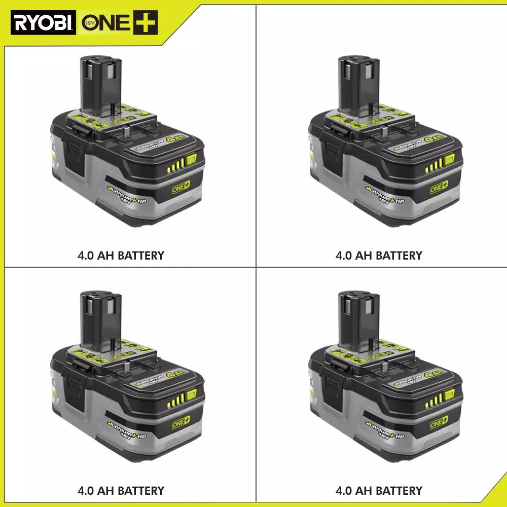 Ryobi 18V ONE+ LITHIUM+ HP High Capacity 4.0 Ah Lithium-Ion Battery 4-Pack