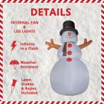 Fraser Hill Farm 20 ft. Jolly Snowman Christmas Inflatable with RGB Lights thumbnail 4