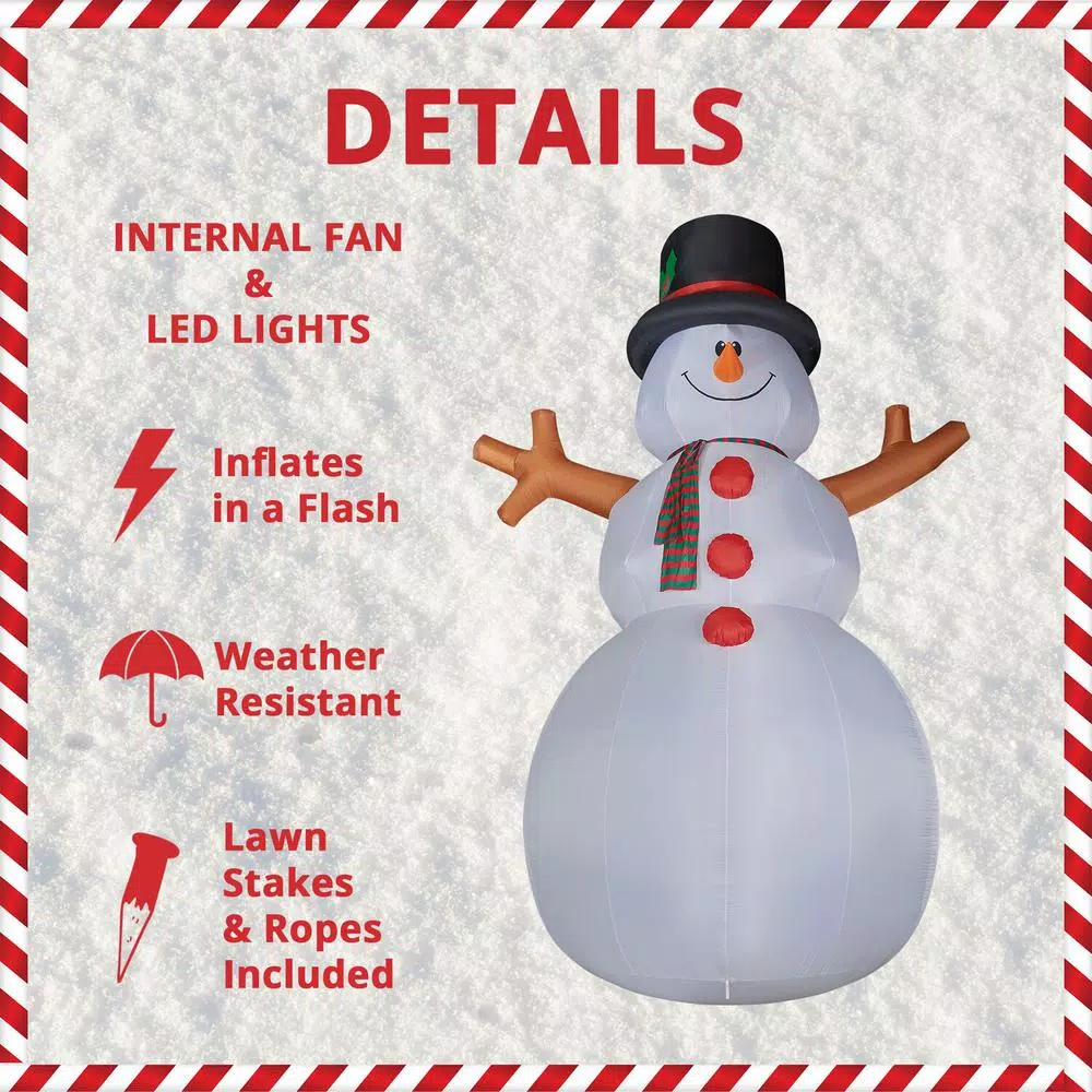 Fraser Hill Farm 20 ft. Jolly Snowman Christmas Inflatable with RGB Lights