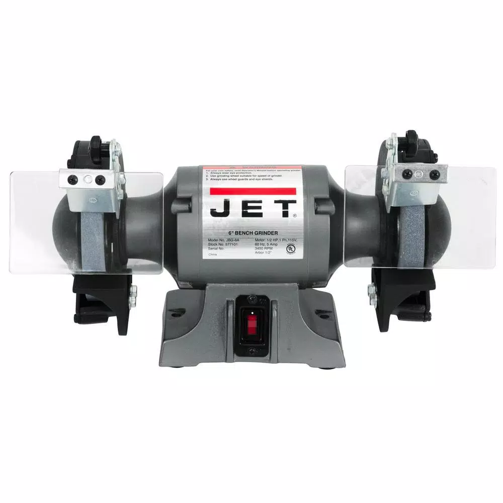 JET 6 in. Industrial Metalworking Bench Grinder, 1/2 HP, 115V, JBG-6A