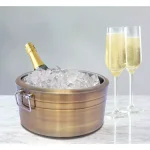 Unbranded 6.5 Gal. Brushed Gold Stainless Steel Double Wall Beverage Tub with Grip Handles thumbnail 6