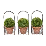 Pure Garden 9.5 in. Faux Boxwood Topiary Arrangement with Decorative Metal Wire Baskets (Set of 3) thumbnail 1