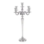 LITTON LANE 24 in. Classic Polished Aluminum Five Light Candelabra with Scrollwork Detail thumbnail 1