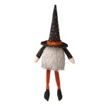 Glitzhome 20 in. Halloween Fabric Gnome Sitter Decor with Posable Hat and Faux Fur Beard thumbnail 6
