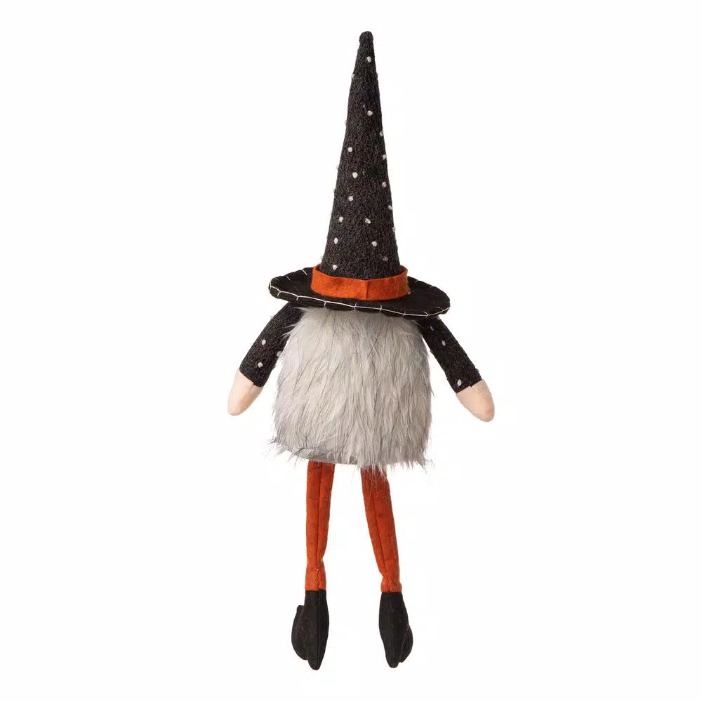 Glitzhome 20 in. Halloween Fabric Gnome Sitter Decor with Posable Hat and Faux Fur Beard