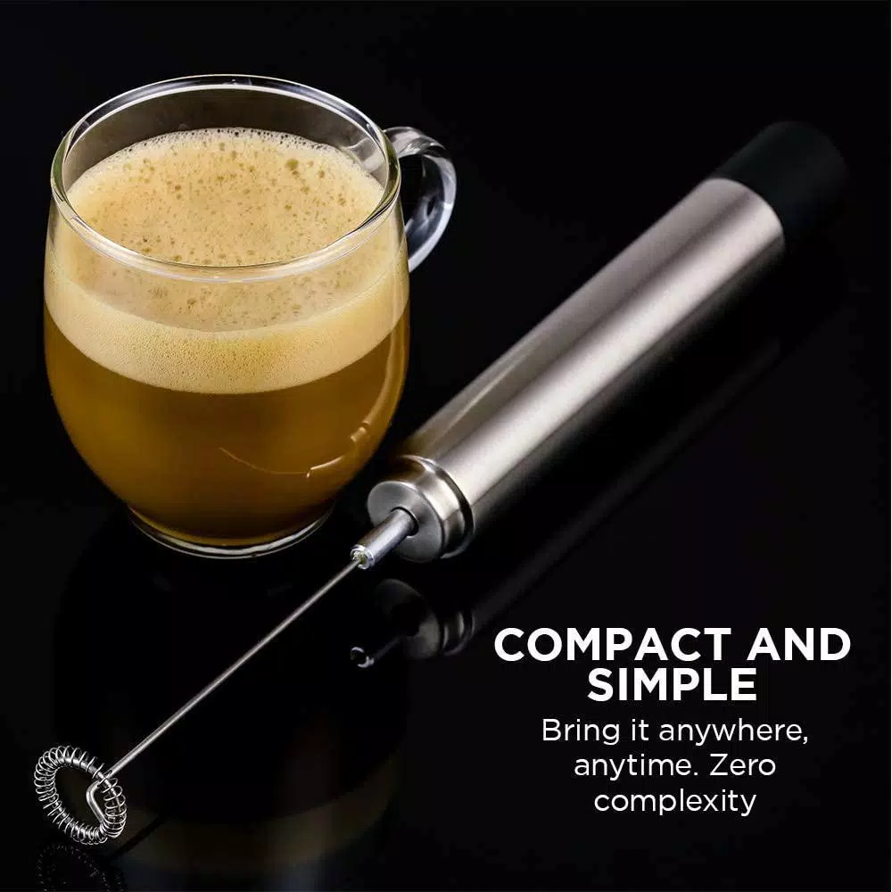 Ovente Stainless Steel Handheld Milk Frother and Electric Beverage Mixer, Silver