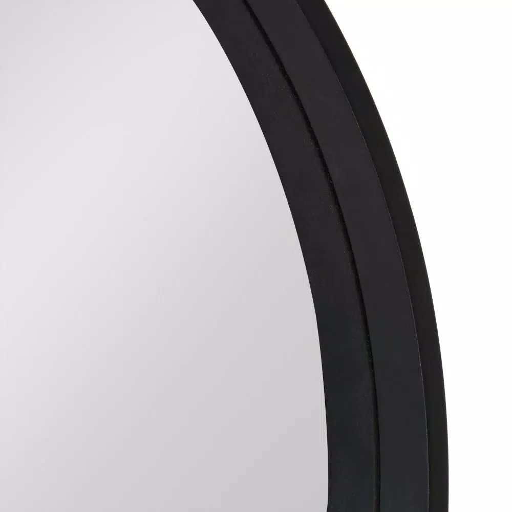 Kate and Laurel Black Contemporary Round Wood Framed Accent Mirror, 25.59 in.