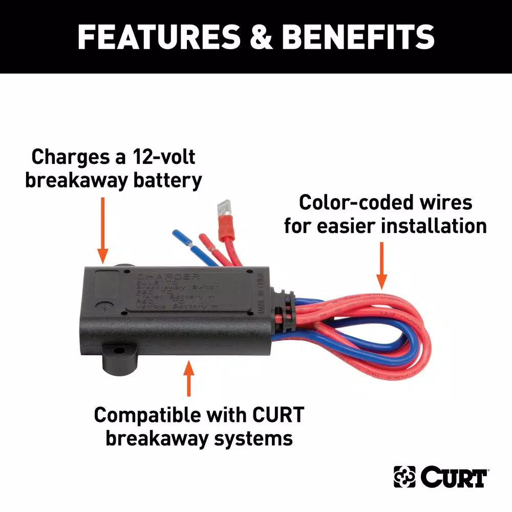 CURT Breakaway Battery Charger Compatible with CURT Soft-Trac 1 and Soft-Trac 2 Systems