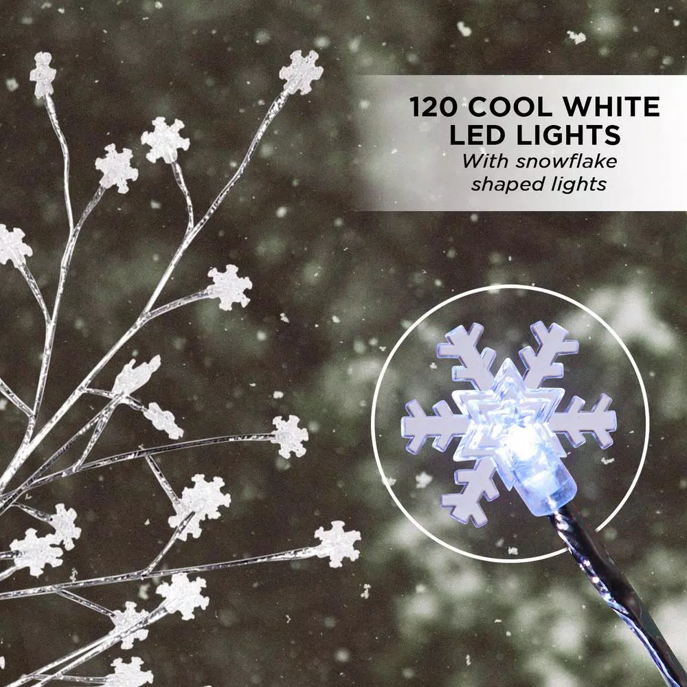 Alpine Corporation 58 in. Frosty Christmas Snowflake Tree with 120 Cool White LED Lights