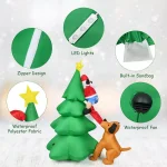 Costway 6.5 ft. Pre-lit LED Inflatable Christmas Tree with Santa and Dog Decorations thumbnail 6