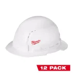 Milwaukee BOLT White Type 1 Class C Full Brim Vented Hard Hat with Small Logo (12-Pack) thumbnail 1