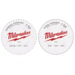 Milwaukee 12 in. Circular Saw Blade 2-Pack, 44-Tooth General Purpose & 80-Tooth Fine Finish Carbide Blades thumbnail 1