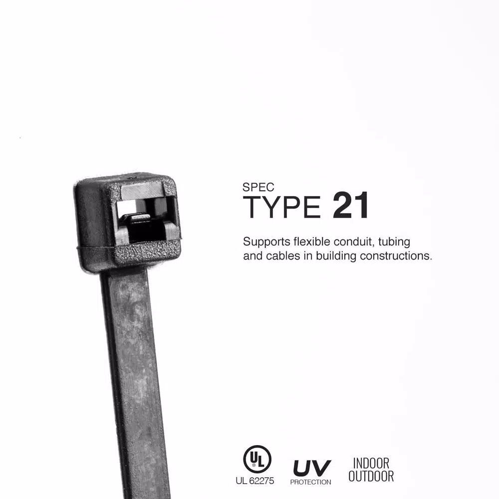 TR Industrial Contractor Series Type 21S UV Resistant Cable Ties, 24 in., 180 lb Tensile Strength