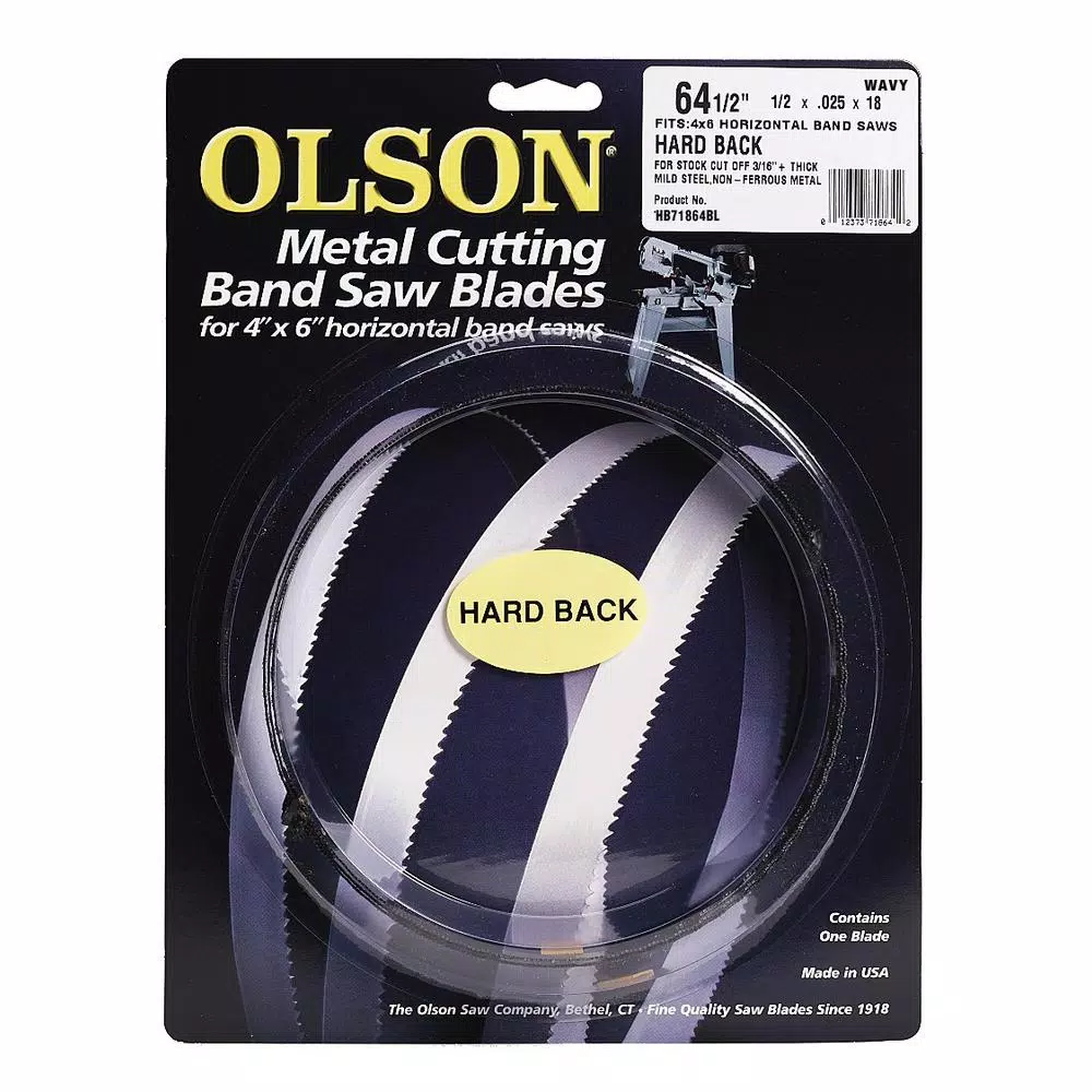 Olson Saw 1/2 in. x 64-1/2 in. 18 TPI High Carbon Steel Band Saw Blade, Hardened Edge & Hard Back