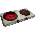 MegaChef 2-Burner Infrared Electric Hot Plate Cooktop, 1700W, Sleek Steel thumbnail 3