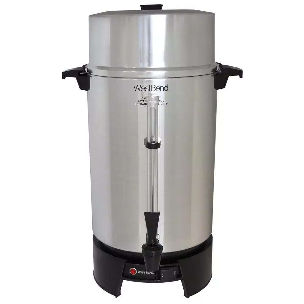 West Bend 100-Cup Silver Aluminum Commercial Coffee Urn with Automatic Temperature Control
