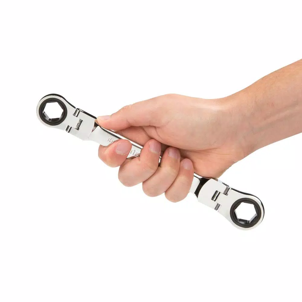 TEKTON 6-Piece Metric Flex-Head Ratcheting Box End Wrench Set, 8-19 mm