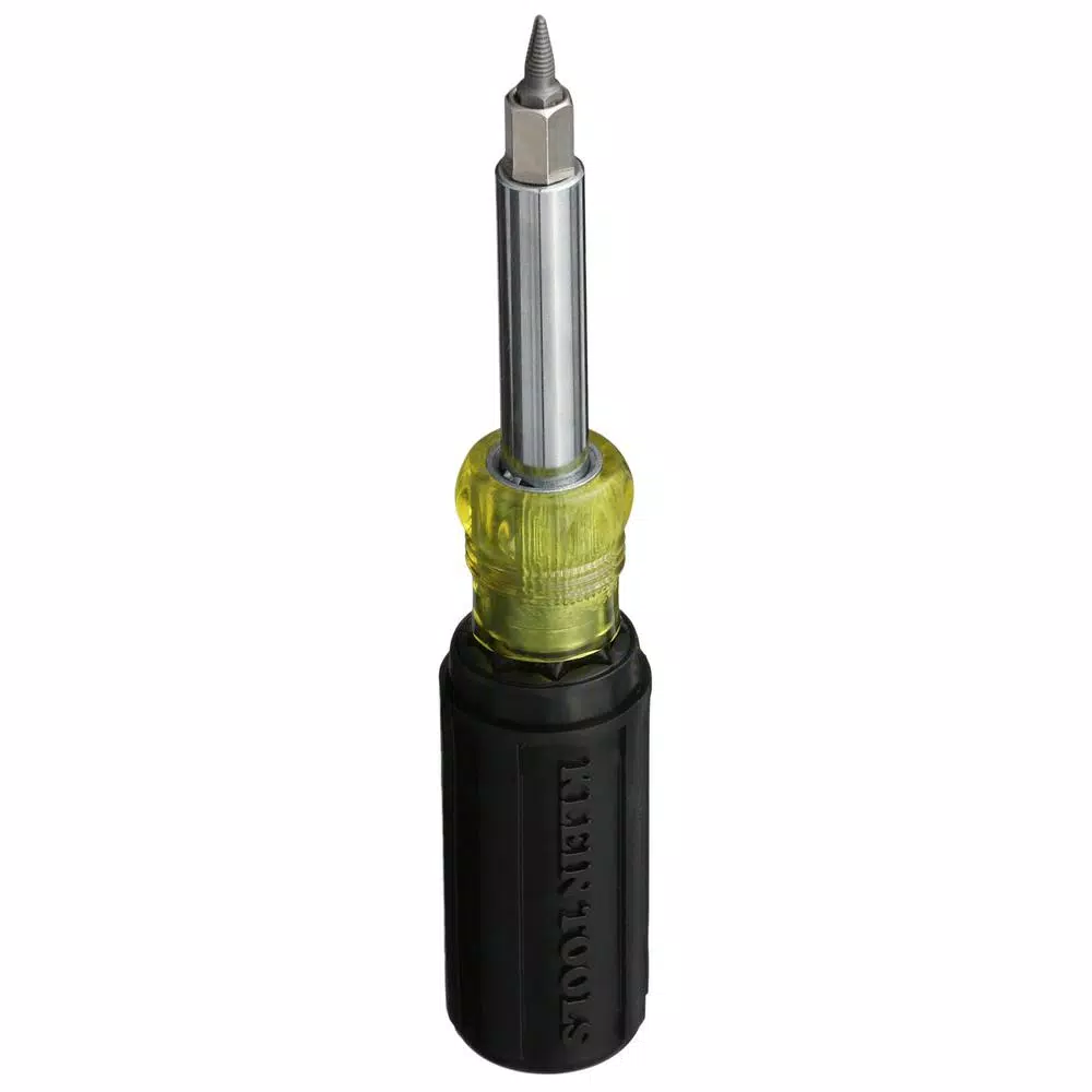 Klein Tools 11-in-1 Multi-Bit Screwdriver and Nut Driver with Schrader Valve Core Tool, Cushion Grip
