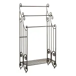 Kings Brand Furniture Classic Bronze Freestanding 3-Bar Towel Rack with Storage Shelf thumbnail 4