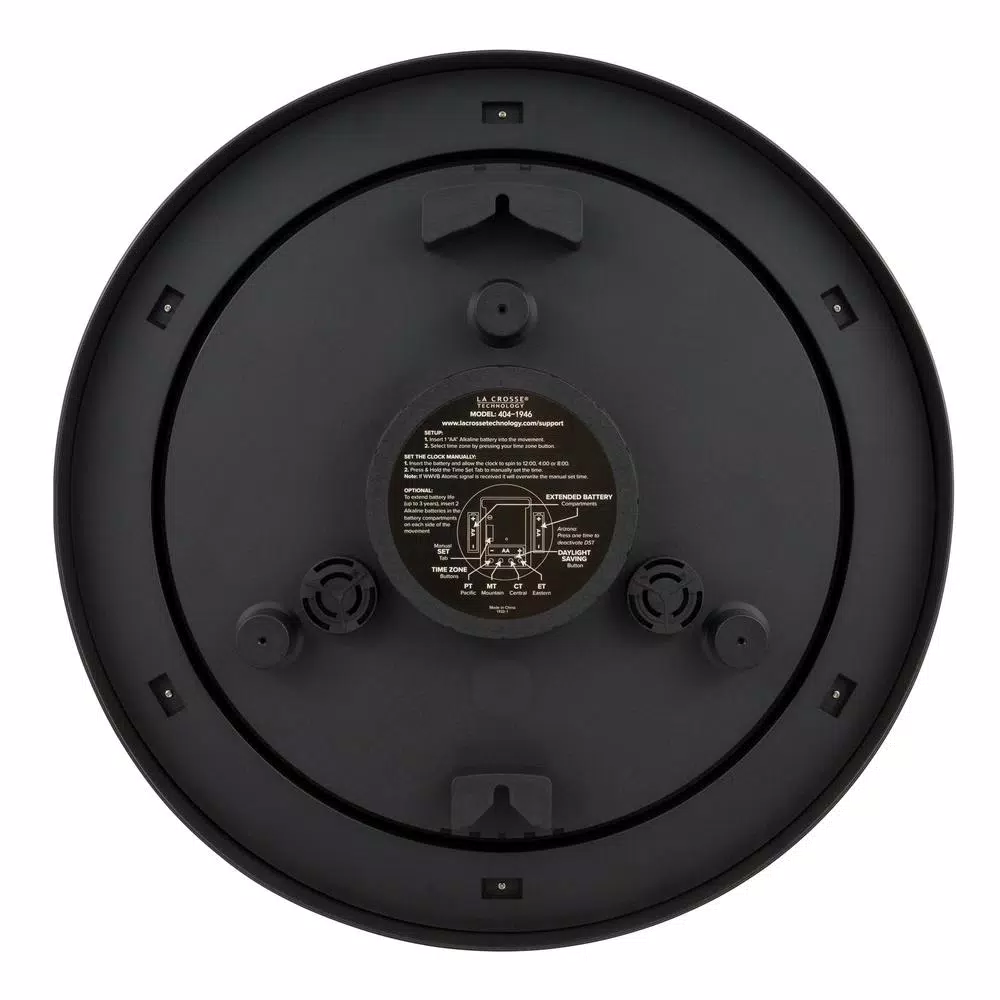 La Crosse Technology 18-Inch Atomic Analog Wall Clock with Thermometer & Hygrometer, Pewter