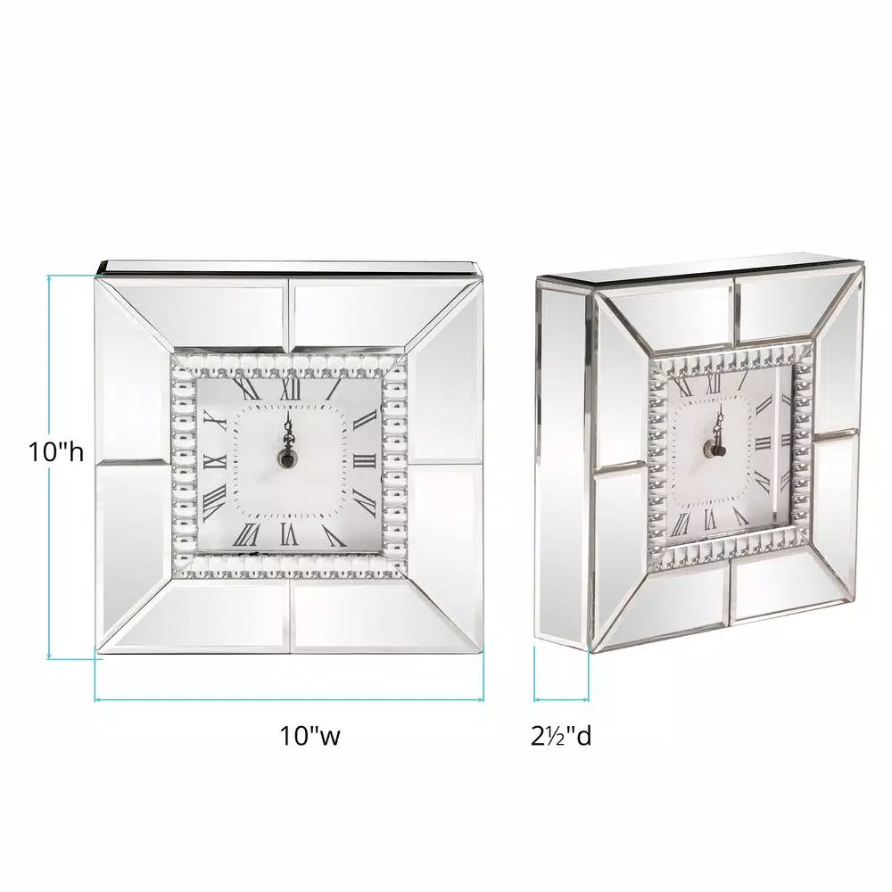 Unbranded Mirrored Table Clock with Beaded Glass Border and Roman Numerals