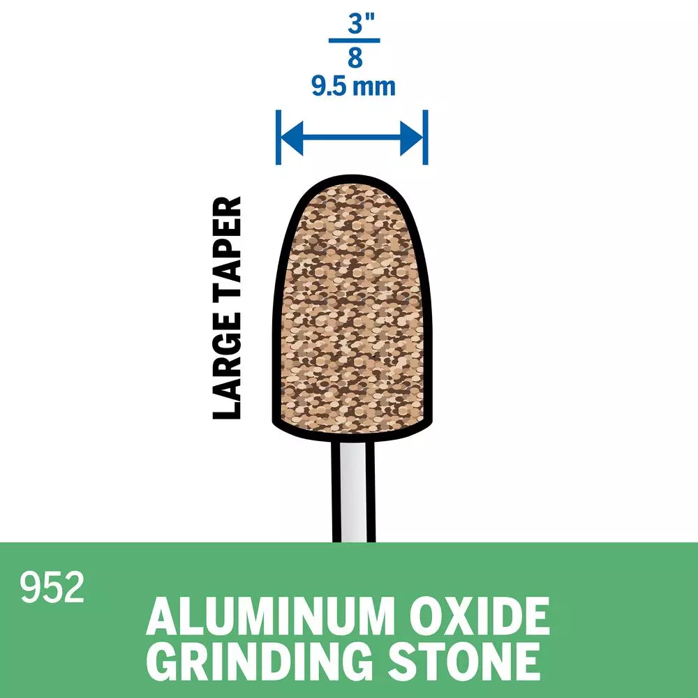 Dremel 3/8 in. Aluminum Oxide Arch Shaped Grinding Stone for Rotary Tools, 1/8 in. Shank