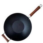 IMUSA 14 in. Light Cast Iron Pre-Seasoned Wok with Wood Handle thumbnail 1