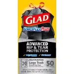 Glad ForceFlexPlus 30 Gallon Black Drawstring Large Outdoor Trash Bags, 50-Count (2-Pack) thumbnail 6