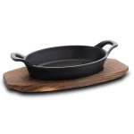 General Store Addlestone 10.5 in. Oval Cast Iron Server with Burned Furwood Base thumbnail 1