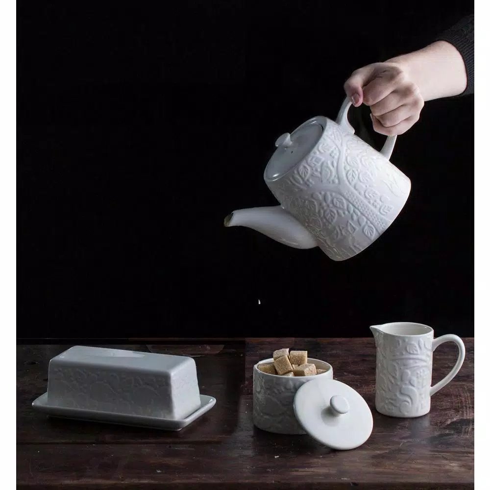 Mason Cash Forest 4-Piece Cream Stoneware Breakfast Set, 59 fl. oz.
