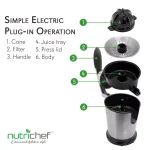 NutriChef Electric Citrus Juicer - Stainless Steel Manual Press Orange Squeezer thumbnail 3