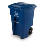 Toter 48 Gallon Blue Rollout Recycling Container with Attached Hinged Lid thumbnail 1