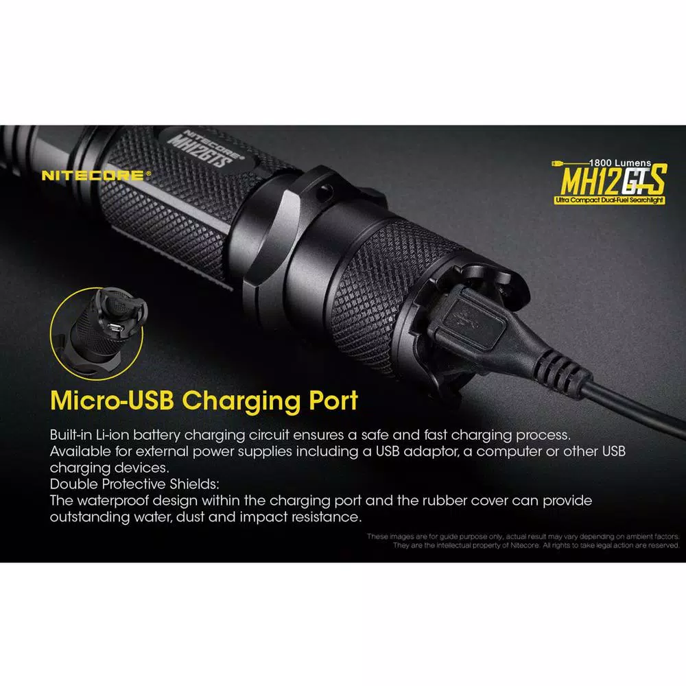 NITECORE MH12GTS 1800 Lumen Rechargeable LED Tactical Flashlight