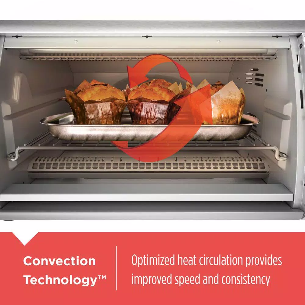 BLACK+DECKER 1500W 6-Slice Stainless Steel Toaster Oven with Convection and Broiler