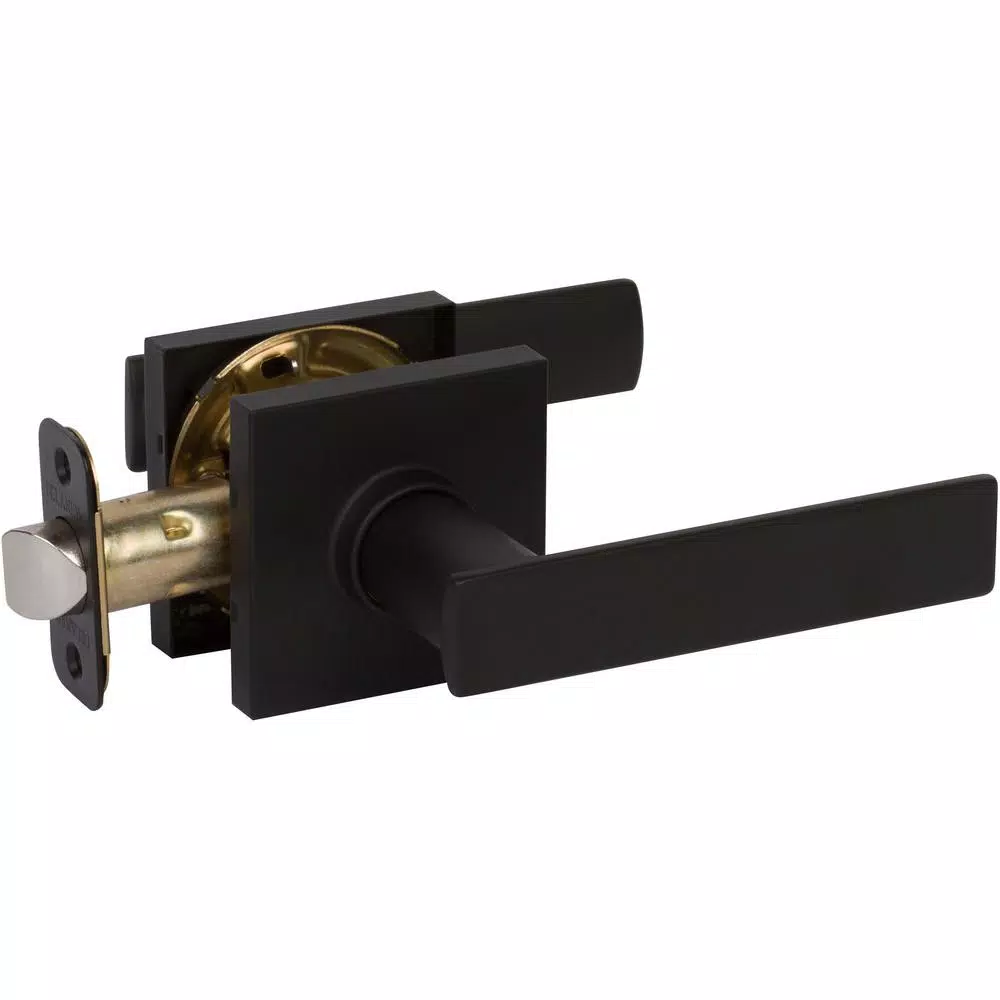 Delaney HK Series Satin Black Contemporary Straight Passage Door Lever