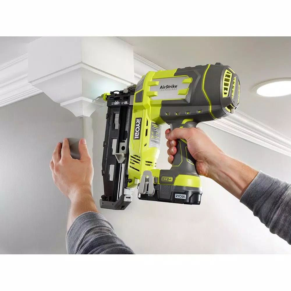 RYOBI 18V ONE+ AirStrike 16-Gauge 2-1/2 in. Straight Finish Nailer Kit with 1.3 Ah Battery and Charger