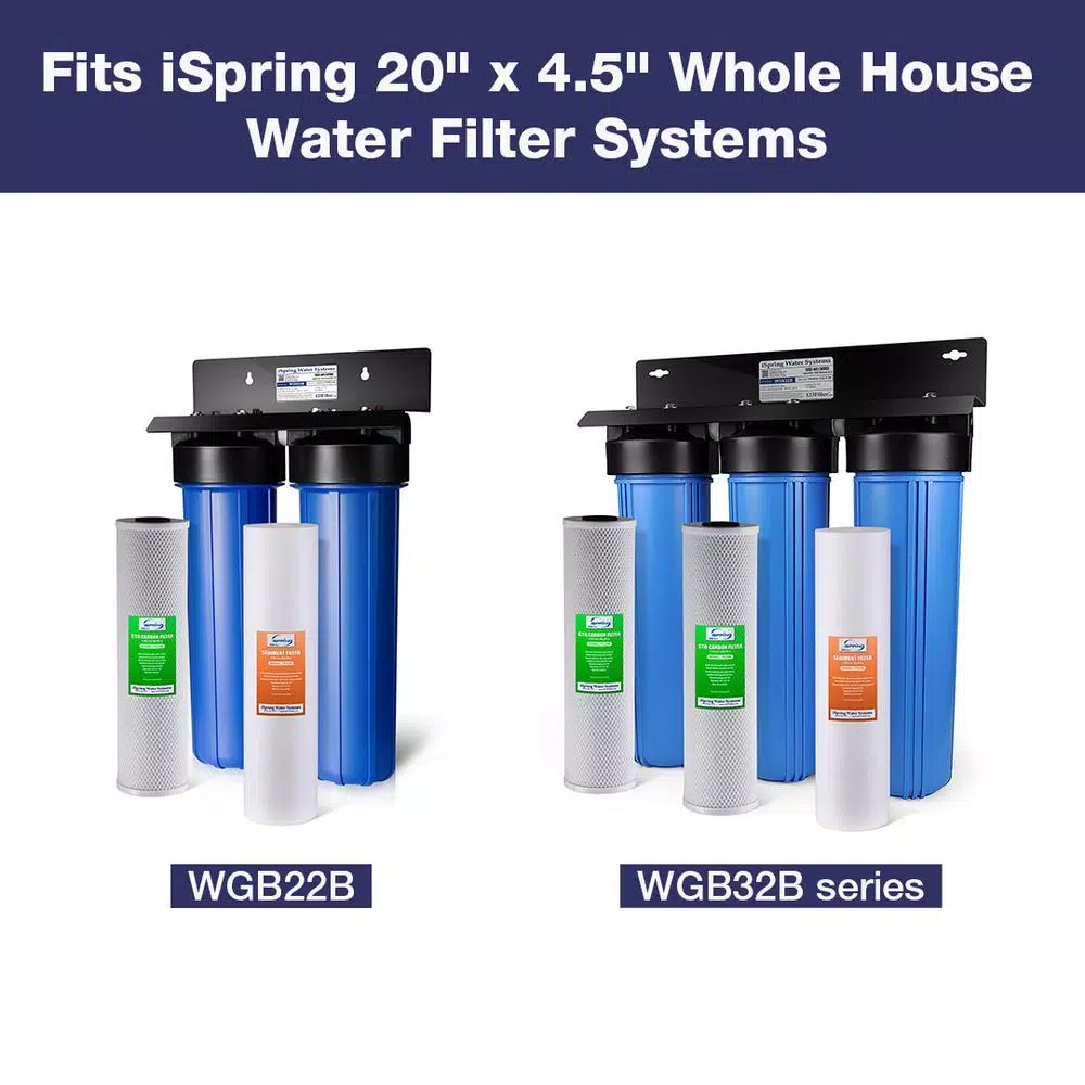 iSpring 20 Micron 20 x 4.5 in. Big Blue Whole House Sediment Water Filter (2-Pack)
