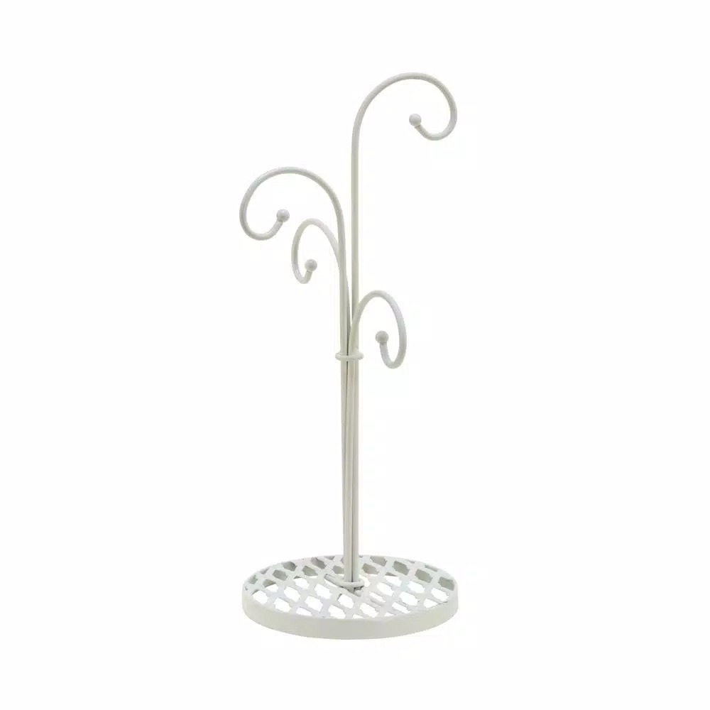 Tripar International, Inc 4-Hook White Metal Mug Tree Stand for Kitchen Countertop