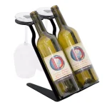 DI PRIMA USA Venetian Phantom Edition Tabletop Wine Rack - 2 Bottle & 2 Glass Capacity - Solid Steel thumbnail 1