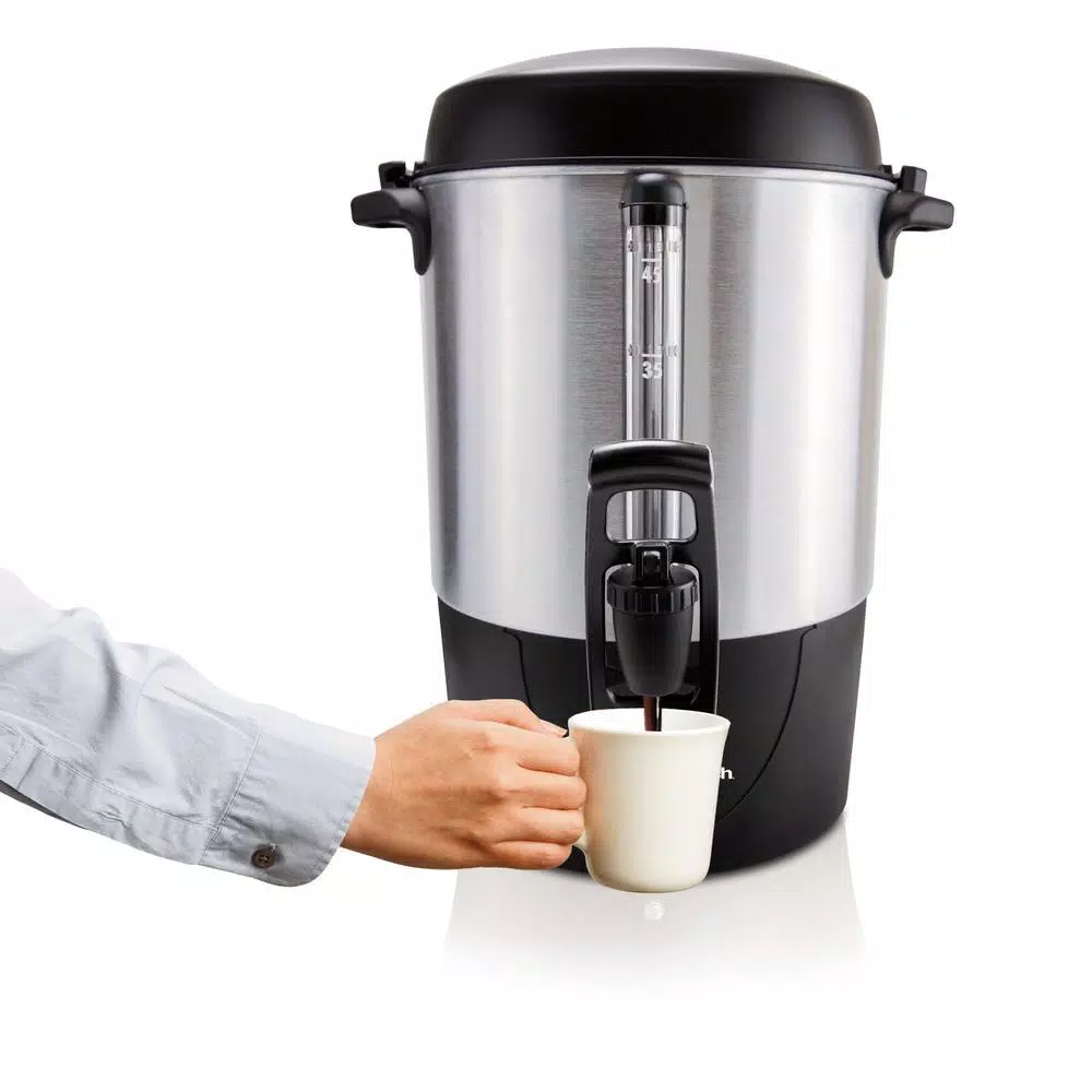 Hamilton Beach Fast Brew 45-Cup Stainless Steel Coffee Urn with 1-Hand Dispensing