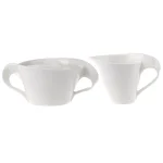 Villeroy & Boch New Wave 2-Piece White Porcelain Sugar and Creamer Set thumbnail 1