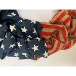 Glitzhome 22 in. Red and Blue Patriotic Burlap Wreath on Grapevine Base thumbnail 4
