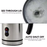 Oventes FR3608 Deluxe Electric Milk Frother and Steamer, 8 oz Silver Automatic Foam Maker thumbnail 5